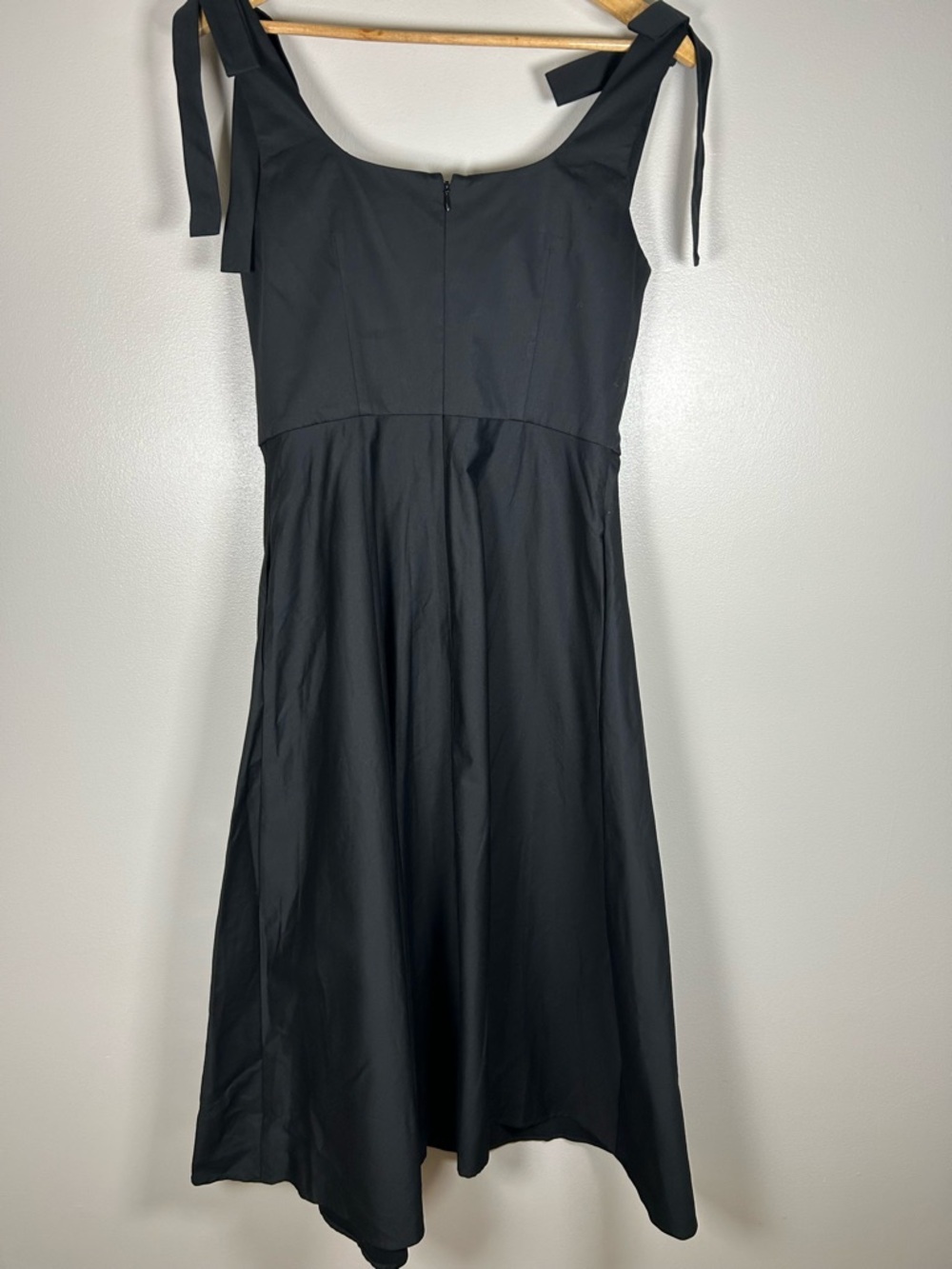 Shoshanna Black Midi Dress with Tie-Shoulder Straps - Picture 6 of 13